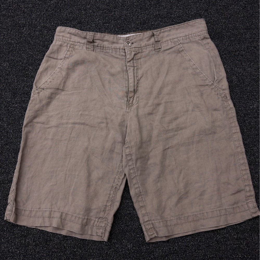 BKE Casuals Tustin Mens Walnut Brown 100% Linen Slim Flat Front Shorts Size 36